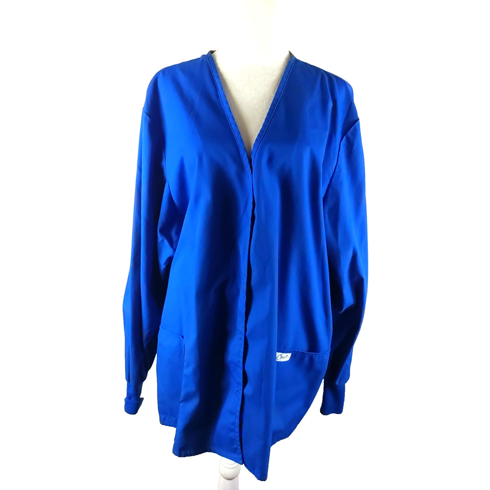 Crest Women's Scrub Jacket Size X Large blue Long Sleeve Snap